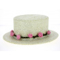 Women's White Triple Thickness Floral Boater Hat - Traclet