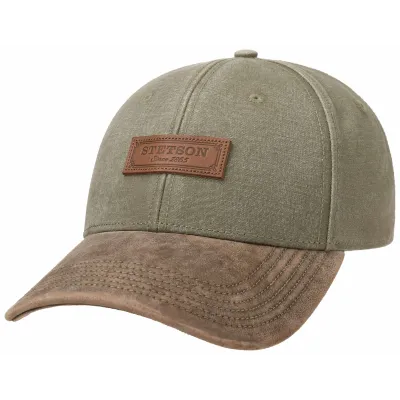 Green Cotton & Leather Baseball Cap - Stetson Reference: 10126 | Chapellerie Traclet