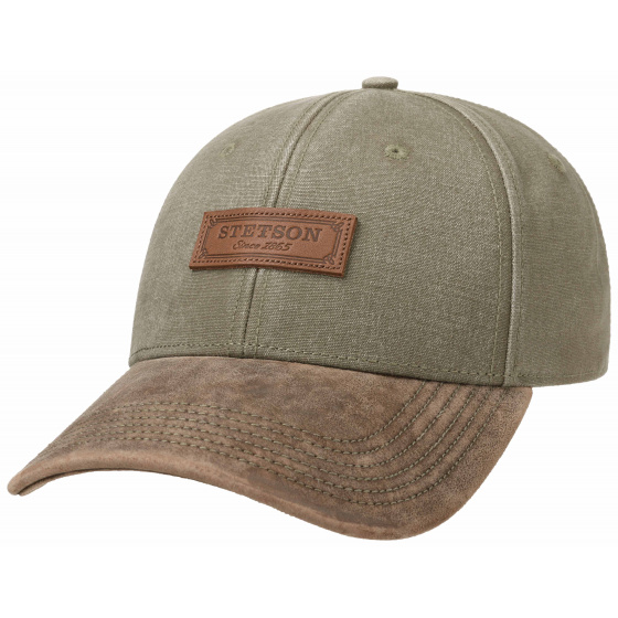 Green Cotton & Leather Baseball Cap - Stetson