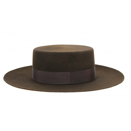 Santiago Cordobes/Boater Wool Felt Hat Chocolate - Traclet