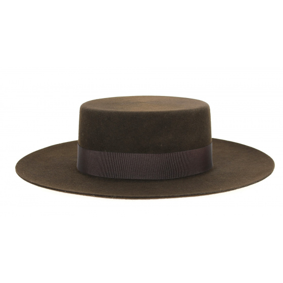 Santiago Cordobes/Boater Wool Felt Hat Chocolate - Traclet
