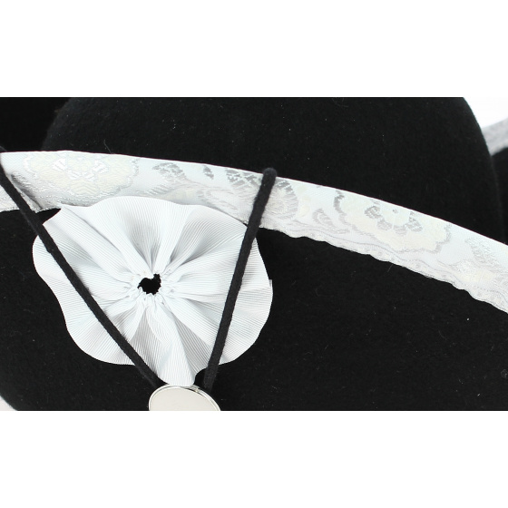 Tricorne Révoluton Bordé Argent Feutre Noir