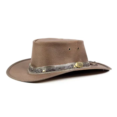 Chapeau Traveller Cuir Roo Nomad Marron - Jacaru Reference : 1339 | Chapellerie Traclet
