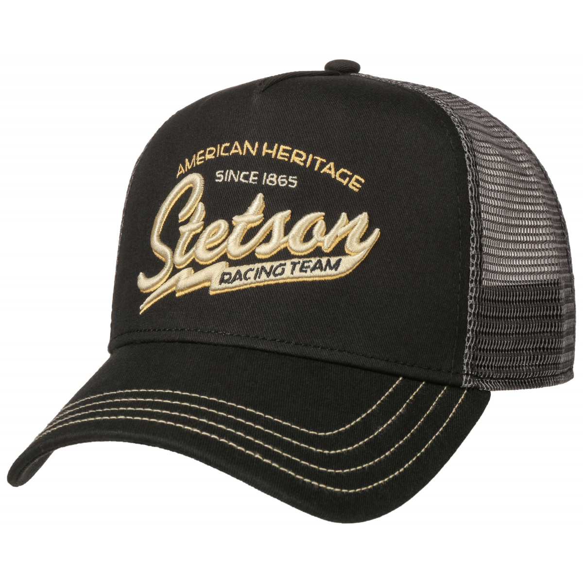 Baseball Cap Trucker Racing Team Black Cotton Stetson Reference