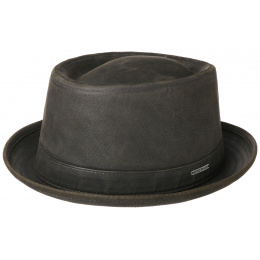 Porkpie Hat Khaki & Black Cotton- Stetson