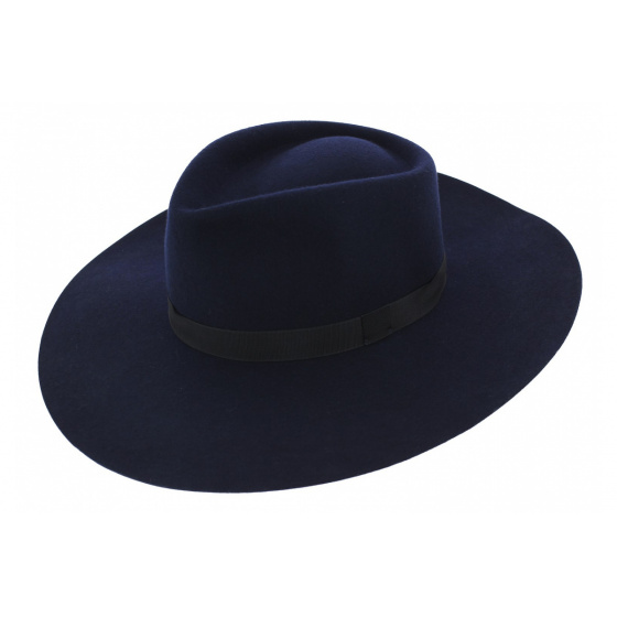 Harlem Navy Blue Wool Felt Hat - Traclet