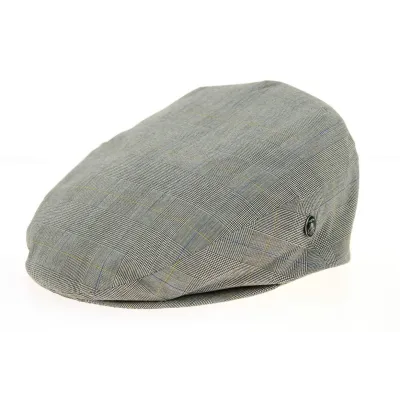 Gray Linen Checkered Flat Cap Ekeren - City Sport  Reference: 10157 | Traclet Hat Shop
