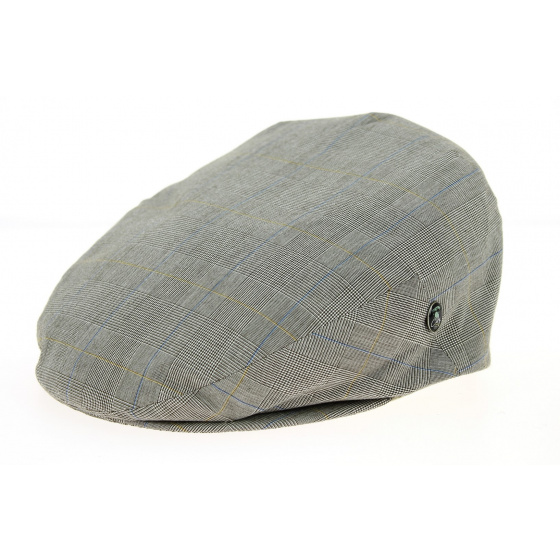 Gray Linen Checkered Flat Cap Ekeren - City Sport
