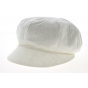 Elorine Off-White Linen Newsboy Cap - Mtm