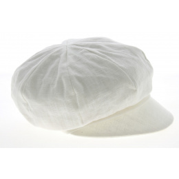 Elorine Off-White Linen Newsboy Cap - Mtm