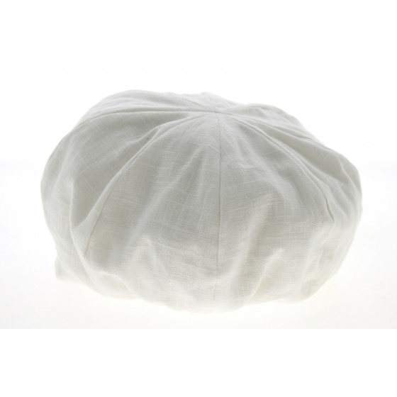 Elorine Off-White Linen Newsboy Cap - Mtm