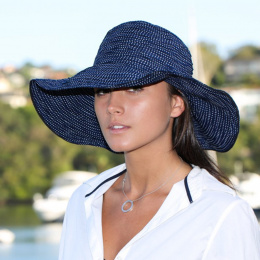 Capeline Scrunchie Large Bord Marine & Blanc- Emthunzini Hats