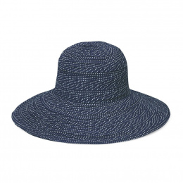 Scrunchie Wide Edge Navy & White Scrunchie Hat - Emthunzini Hats