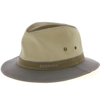 Chapeau Traveller Safari Coton Gris & Beige- Stetson Reference : 10169 | Chapellerie Traclet