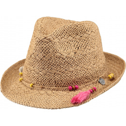 Natural Paper Straw Amethyst Trilby Hat - Barts