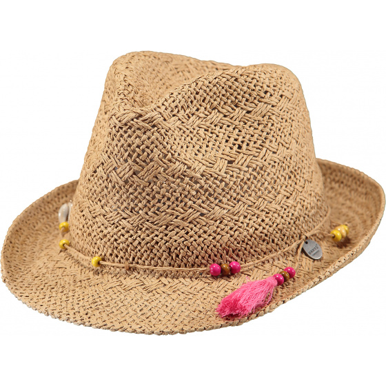 Natural Paper Straw Amethyst Trilby Hat - Barts