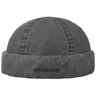 Bonnet Docker Délavé Coton Biologique Noir- Stetson Reference : 10263 | Chapellerie Traclet