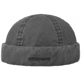 Black Organic Cotton Washed Docker Beanie - Stetson