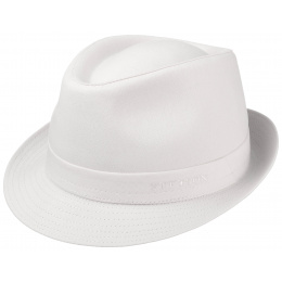 White Cotton Teton Fabric Hat - Stetson