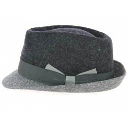 Dark Gray Wool Cabbia Trilby Hat - Traclet