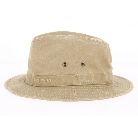 Organic Cotton Virginia Traveller Hat Dark Beige UPF 40+ - Stetson Organic Cotton Virginia Traveller Hat Dark Beige UPF 40+ - Stetson