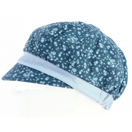 Marguerite Summer Newsboy Cap Linen & Cotton Blue - Traclet