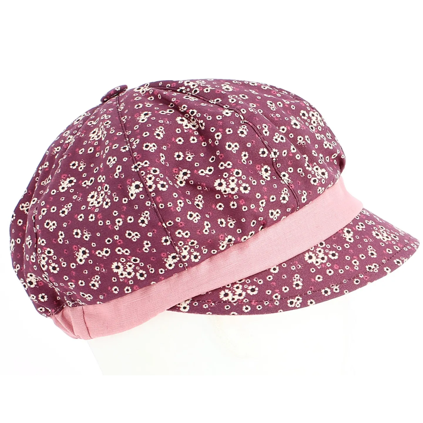 Summer Newsboy Cap Marguerite Linen & Cotton Plum - Traclet Reference: 4885 | Traclet Hatters