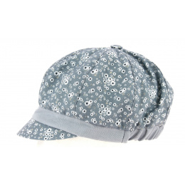Summer Newsboy Cap Marguerite Linen & Cotton Sky Blue - Traclet