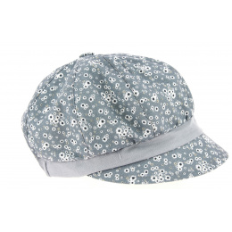 Summer Newsboy Cap Marguerite Linen & Cotton Sky Blue - Traclet