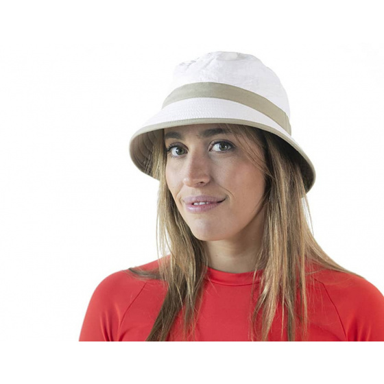 Amaury White & Beige Anti-UV Bucket Hat - Soway
