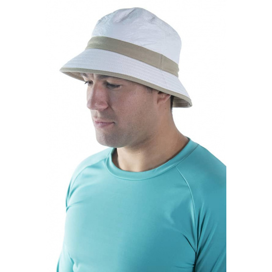 Amaury White & Beige Anti-UV Bucket Hat - Soway