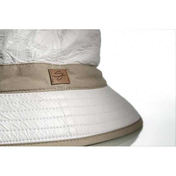 Amaury White & Beige Anti-UV Bucket Hat - Soway