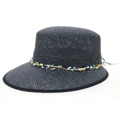 Navy Blue Paper Straw Gioconda Cap - Traclet Reference: 6678 | Traclet Hat Shop