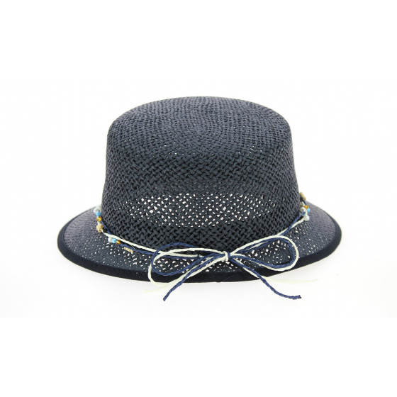 Casquette Gioconda Paille Papier Bleu Marine - Traclet