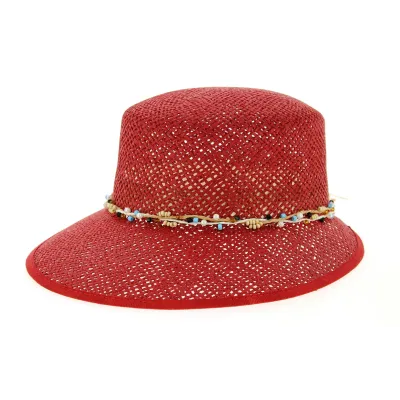 Casquette Gioconda Paille Papier Rouge - Traclet Reference : 6937 | Chapellerie Traclet