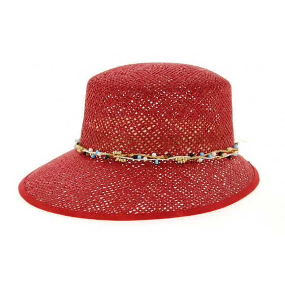 Red Paper Straw Gioconda Cap - Traclet