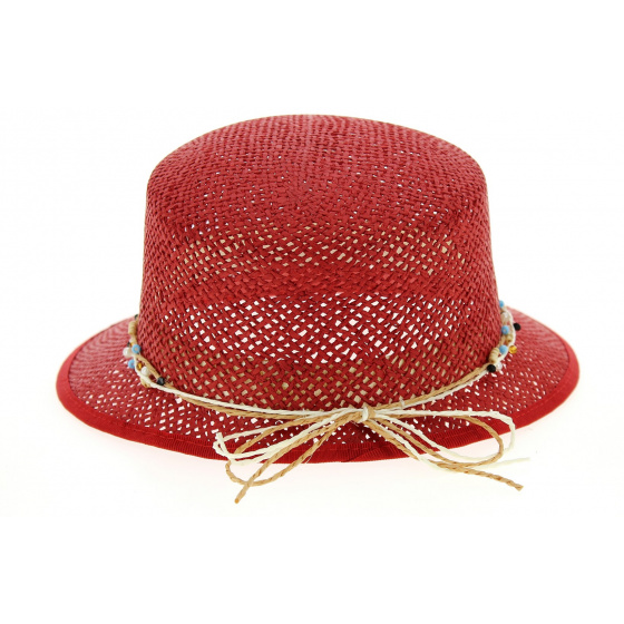 Red Paper Straw Gioconda Cap - Traclet