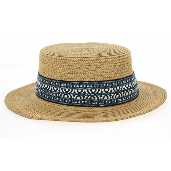 Chapeau Canotier Azteca Paille Papier Tabac- Traclet