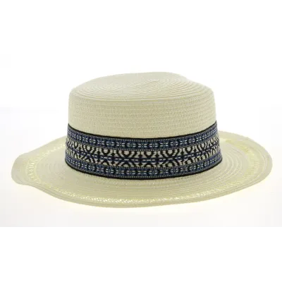 Ivory Paper Straw Azteca Boater Hat - Traclet Reference: 10334 | Traclet Hat Shop