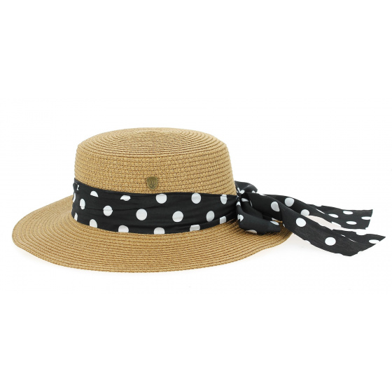 Chapeau Capeline Guama Paille Papier Camel- Traclet