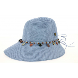 Moa Paper Straw Visor Sun Hat in Lavender Blue - Traclet