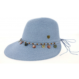 Moa Paper Straw Visor Sun Hat in Lavender Blue - Traclet