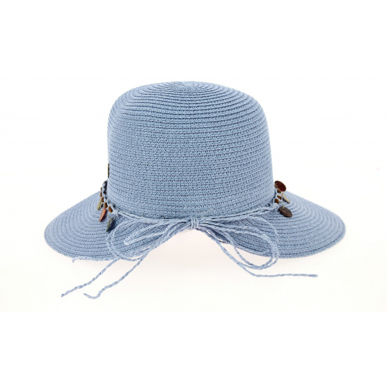 Moa Paper Straw Visor Sun Hat in Lavender Blue - Traclet