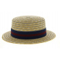 Jibacoa Straw & Cotton Striped Canotier Hat - Traclet