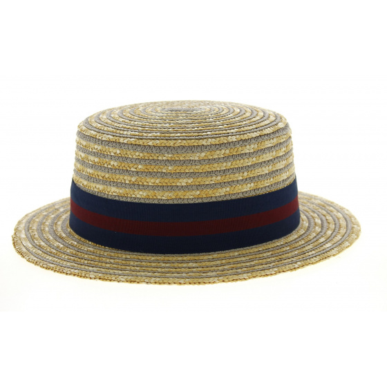 Jibacoa Straw & Striped Cotton Boater Hat - Traclet