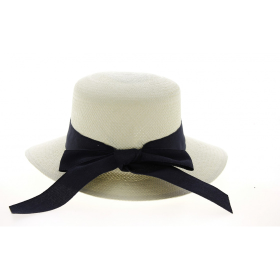 Casquette Paille de Panama Giuditta Ruban Marine  Casquette Paille de Panama Giuditta Ruban Marine