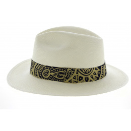 Chapeau Fedora Mandala Panama Blanc- Traclet