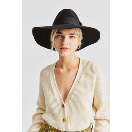 Piper Black Wool Felt Wide Brim Hat - Brixton