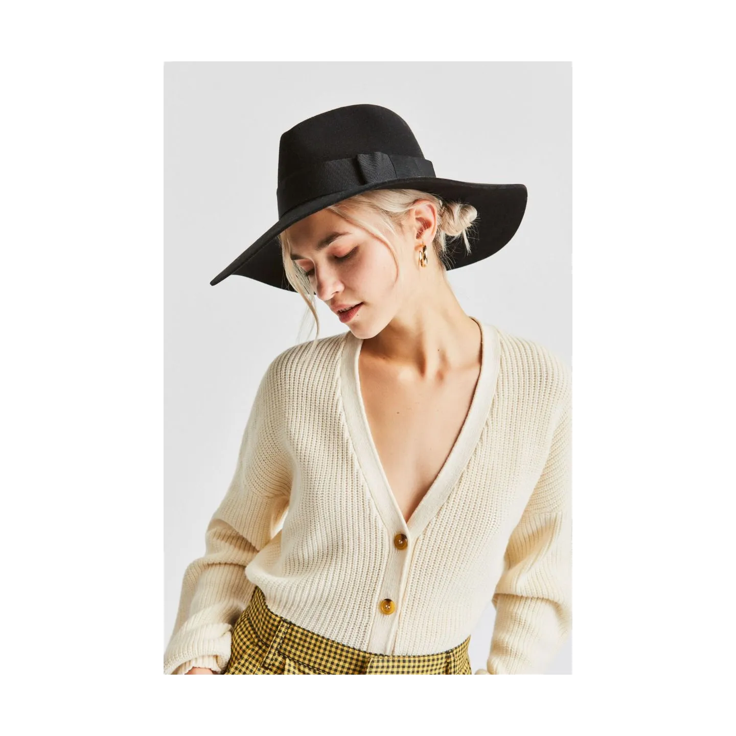 Piper Black Wool Felt Wide Brim Hat - Brixton Reference: 2635 | Traclet Hatmakers