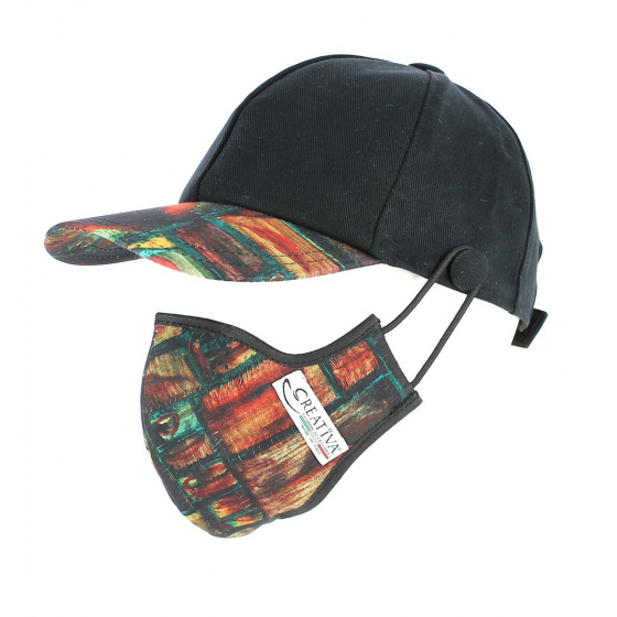 Kit Casquette Baseball + Masque Coton Noir Fantaisie- Traclet Kit Casquette Baseball + Masque Coton Noir Fantaisie- Traclet